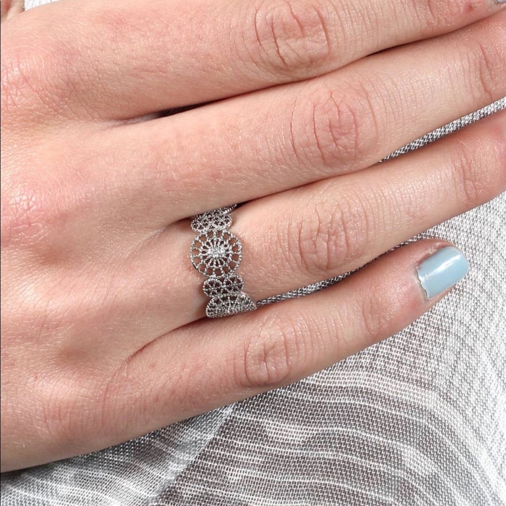 Silver Crystal Circle Ring